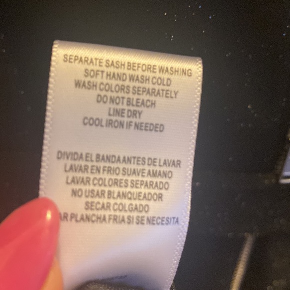 Gabby Skye Black with silver Nordstrom long Sleeve faux wrap Dress Size 6 - Picture 9 of 9